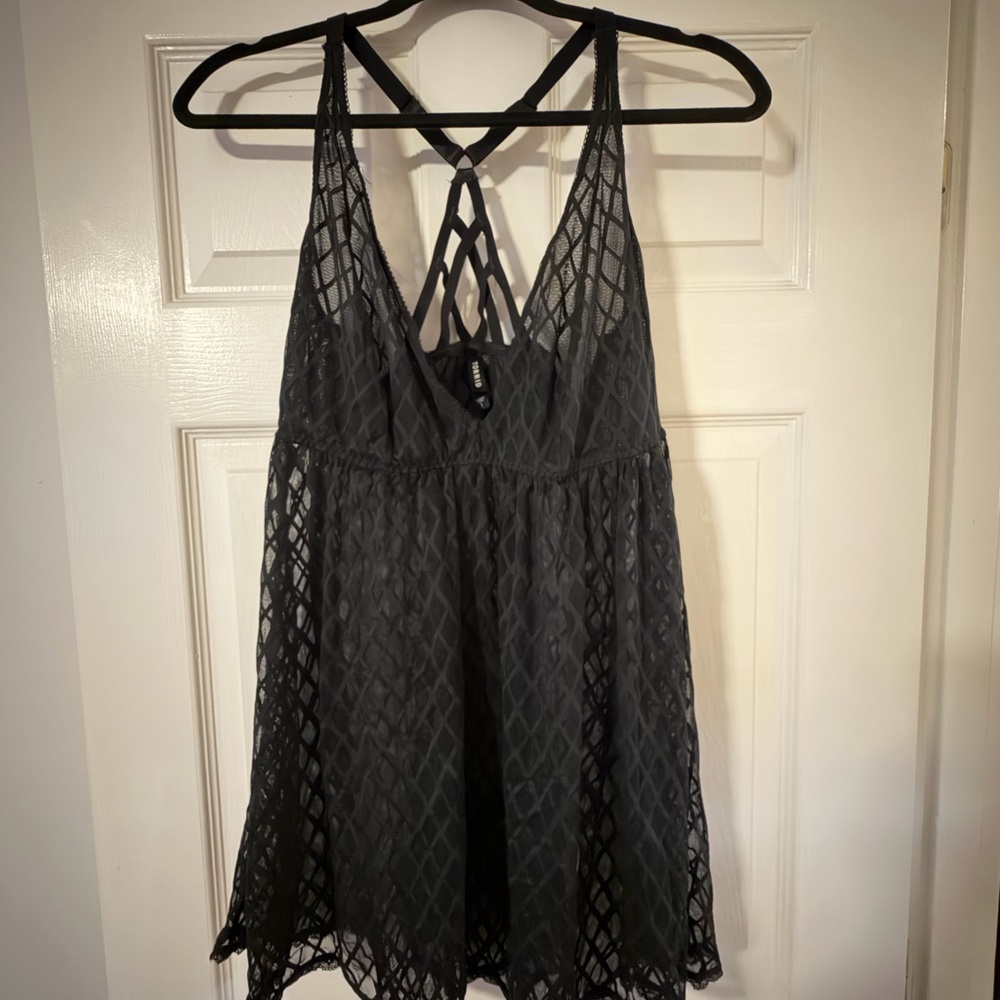 Black Mesh Babydoll Lingerie Dress